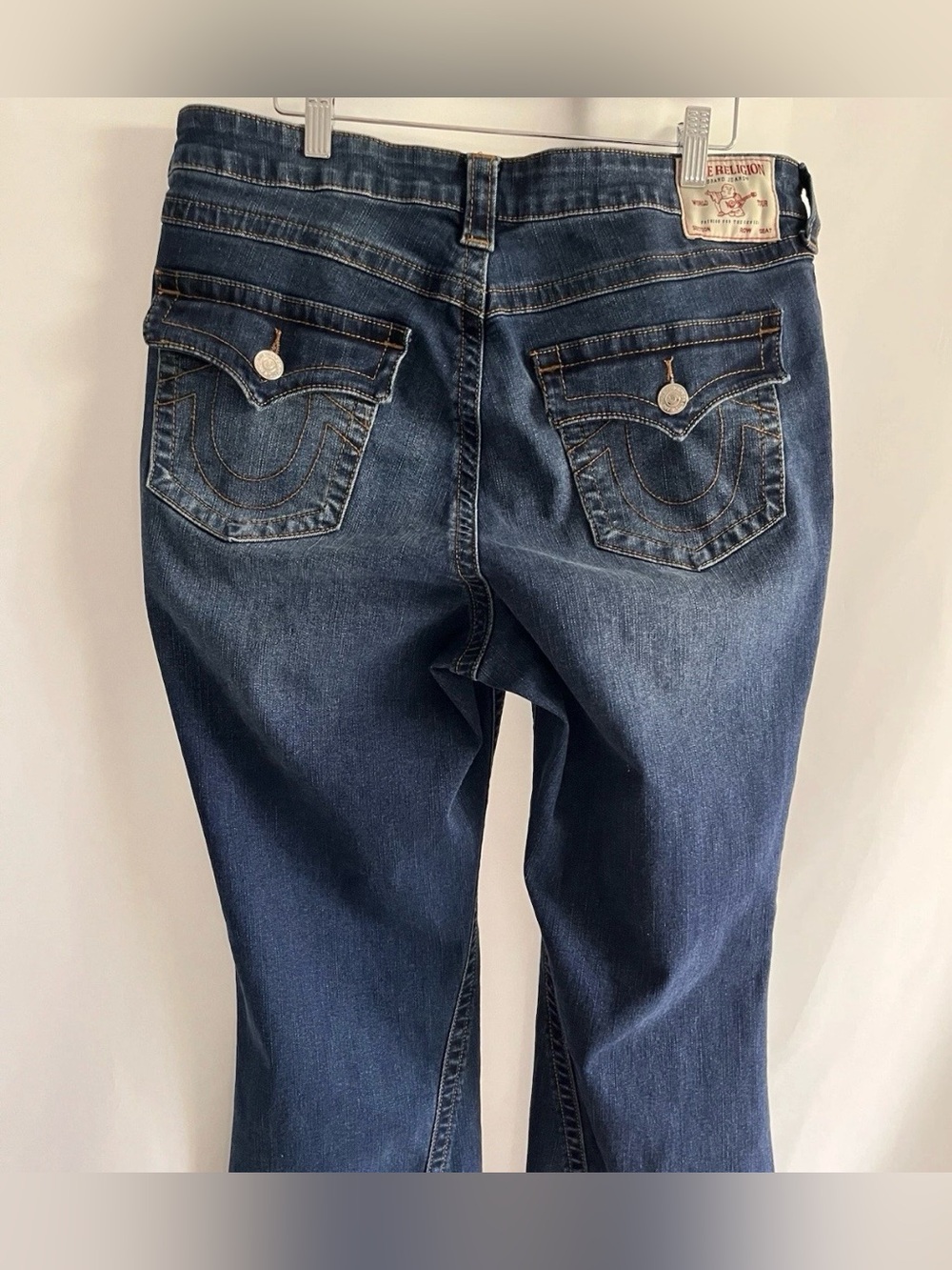 True Religion Women's Joey Midrise Flare Flap Dark Wash Blue Stretch Jeans 36x30 - Picture 4 of 13
